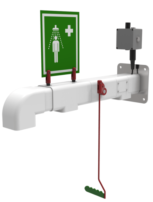 heated emergency safety shower frostprotected wallmounted